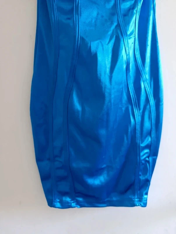 Vestido justo Saint Geniès azul elétrico brilhante T34 para festa e clube – photo 3